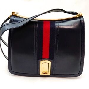 💞💞 Vintage Gucci Web dark Blue Shoulder Bag